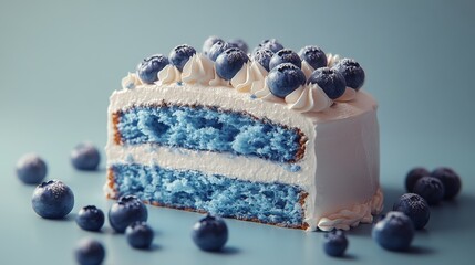 Fototapete - 3D rendering of the white and blue icon of the gradient cake simple background