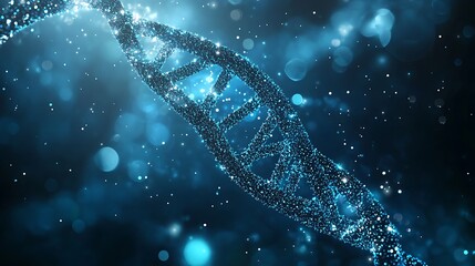 Abstract blue background with a double helix DNA
