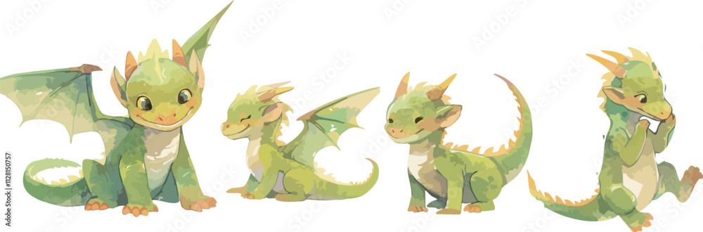 cute dragon watercolor clipart Stock Vector | Adobe Stock