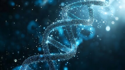Abstract blue background with a double helix DNA