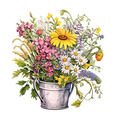 Wall Mural - a drawing of a bouquet of flowers and plants.