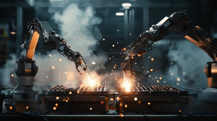 Poster - Robotic Arms Assembling Batteries in a High-Tech Manufacturing Environment