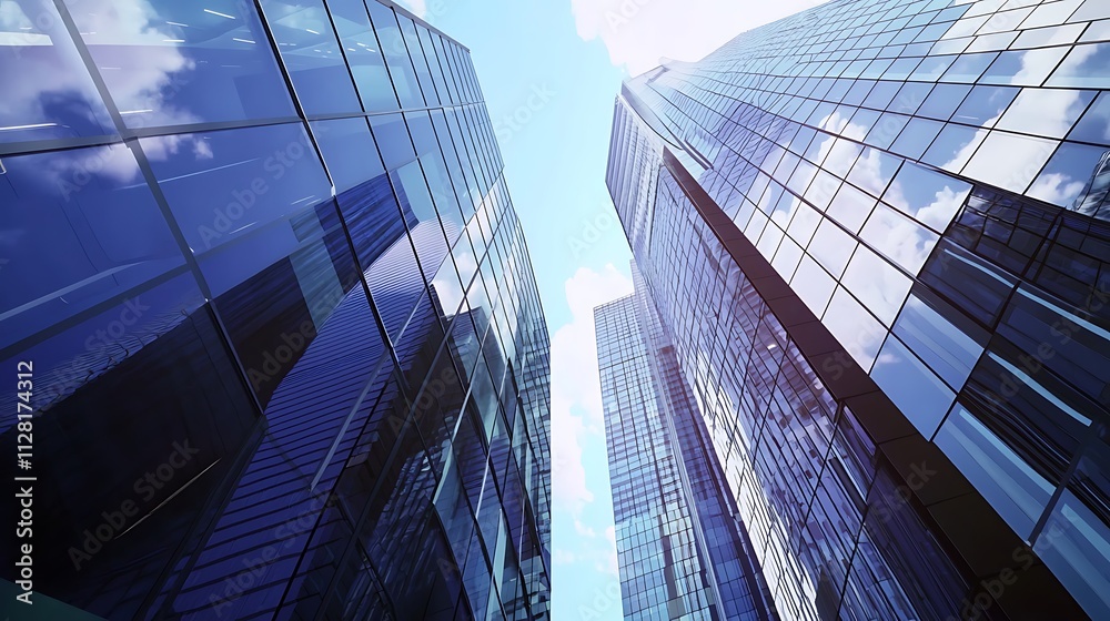 Two tall buildings with many windows, one of which is a skyscraper ...
