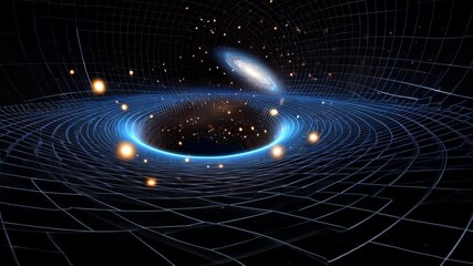 Wall Mural - visual representation of a black hole in space illustrating gravitational effects on surrounding sta