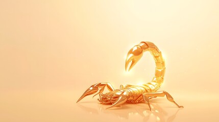 Wall Mural - 3D minimalist cartoon of a glowing scorpion with a metallic texture and rounded body
