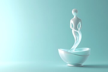 Wall Mural - minimalist cartoon Aquarius standing tall, with a glowing aura surrounding the water flowing from the urn.