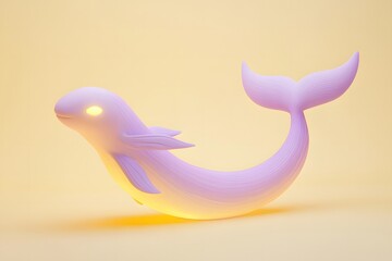 Wall Mural - cartoon sea-goat design with a sleek, flowing fishtail and glowing eyes. The body is pastel lavender with smooth curves