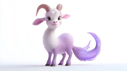 Wall Mural - cartoon goat with a fishtail replacing its hind legs, symbolizing the mythical sea-goat