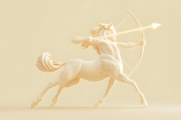 Wall Mural - cartoon centaur in motion, pulling a glowing arrow back on its bow