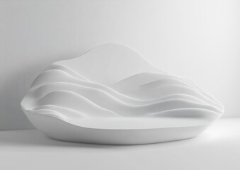 Poster - A sculptural, wave-like white sofa designed for modern interiors.