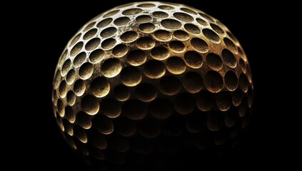 Poster - A close-up view of a textured golf ball showcasing its dimples and surface details.
