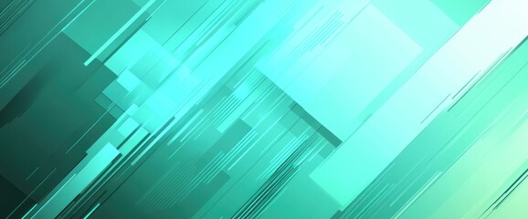 Poster - Abstract teal geometric pattern with dynamic lines and shapes.