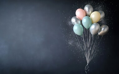 Poster - A cluster of colorful balloons against a dark background, suggesting celebration and joy.