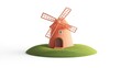 © Babycrab - A stylized windmill on a grassy mound, showcasing a whimsical architectural design.