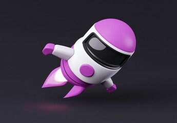 Aufkleber - A cute, stylized purple and white astronaut character floating in space.