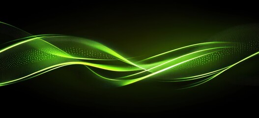 Poster - A smooth, flowing green wave pattern on a dark background, evoking a sense of tranquility.