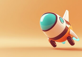 Aufkleber - A colorful cartoon rocket ship with a rounded design, ready for takeoff against a soft background.
