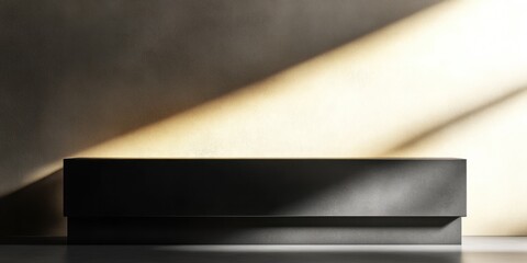 Leinwandbilder - A minimalist display platform with soft lighting and shadows.