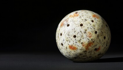 Wall Mural - A textured ball with holes, possibly for sports or recreational use, set against a dark background.