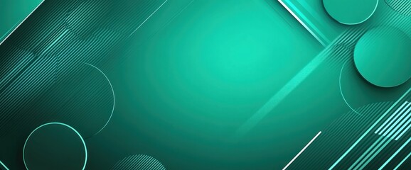 Poster - Abstract teal background with geometric shapes and lines for design or digital use.
