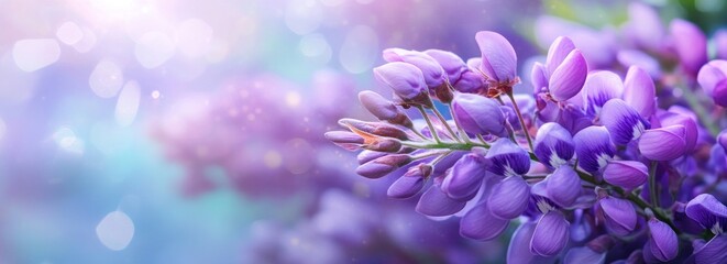 Poster - A close-up of vibrant purple flowers with a soft, dreamy background.