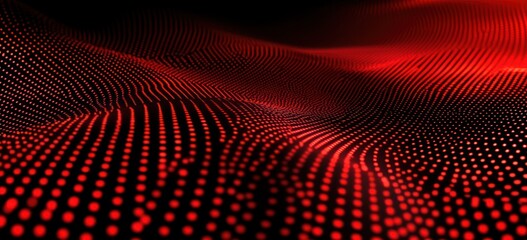 Aufkleber - Abstract digital landscape with flowing red dots creating a wave-like effect.