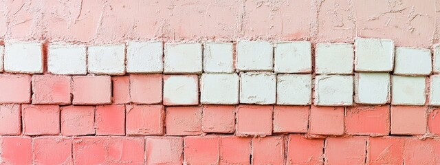 Leinwandbilder - A textured wall featuring alternating pink and white tiles in a grid pattern.