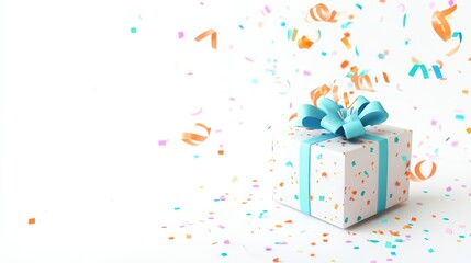 Poster - A festive gift box surrounded by colorful confetti, symbolizing celebration and joy.
