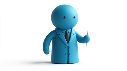 Aufkleber - A blue cartoon figure in a suit holding a small tool, suggesting a professional or scientific role.