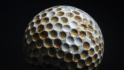 Poster - A close-up of a weathered golf ball highlighting its dimples and texture.