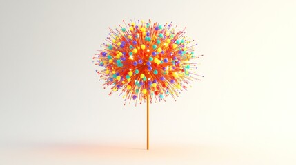 Aufkleber - A colorful, spherical structure resembling a dandelion or abstract art piece.