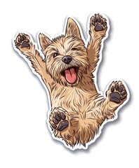 Poster - A cheerful cartoon dog with a playful expression, paws raised in excitement.