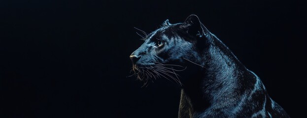 Poster - A striking profile of a black panther against a dark background, emphasizing its features.