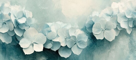 Aufkleber - A serene arrangement of pale blue flowers against a soft, textured background.