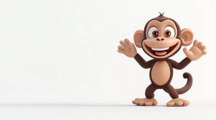Poster - A cheerful cartoon monkey character waving happily.