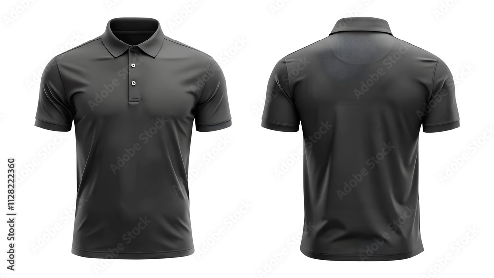 black blank polo t shirt template from two sides isolated on ...