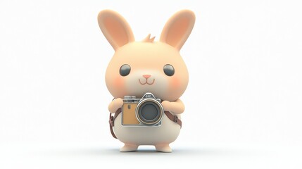 Poster - A cute cartoon bunny holding a camera, ready to capture moments.