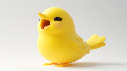 Fototapete - A cheerful, stylized yellow bird with large eyes, expressing joy and playfulness.