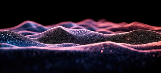 Poster - Abstract representation of flowing waves with a glowing, textured surface.