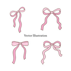 Wall Mural - Whimsical Hand-Drawn Ribbon Bow. Vector Illustration