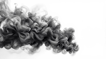 Poster - Abstract black smoke swirling on a white background.