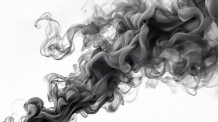Poster - Abstract swirling black smoke on white background.
