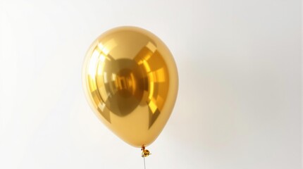 Poster - Golden metallic balloon floating on white background.