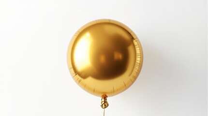 Poster - Golden helium balloon against a white background.