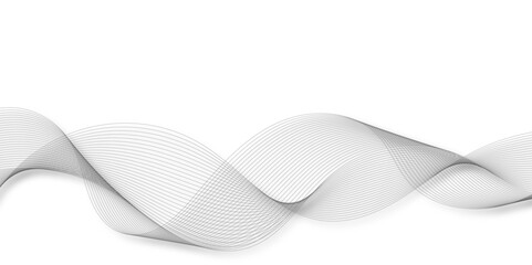 Poster - Abstract grey, white smooth element swoosh speed wave modern stream background. Wave with lines created using blend tool. Abstract frequency sound wave lines and twisted curve lines background.	
