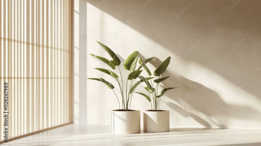 Modern minimalist interior design room white floor wall Bamboo product ...