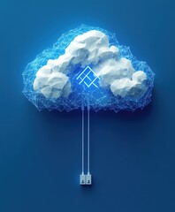 Poster - Abstract representation of a cloud storage concept with digital and geometric elements, showcasing innovation in technology and connectivity in modern computing environments.