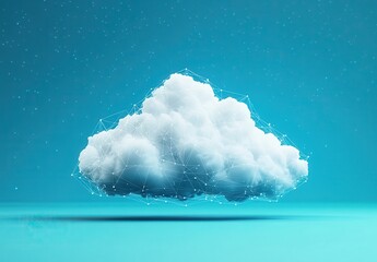 Aufkleber - Abstract representation of a cloud with digital connections against a turquoise background showcasing technology and innovation in cloud computing concepts