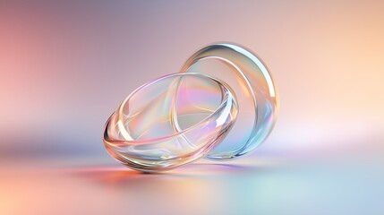 Poster - elegant glass rings entwined with soft pastel hues in a captivating artistic display