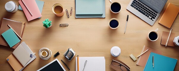 Poster - finance team preparing for tax submission, collaborative workspace, casual but professional attire, coffee cups on desks